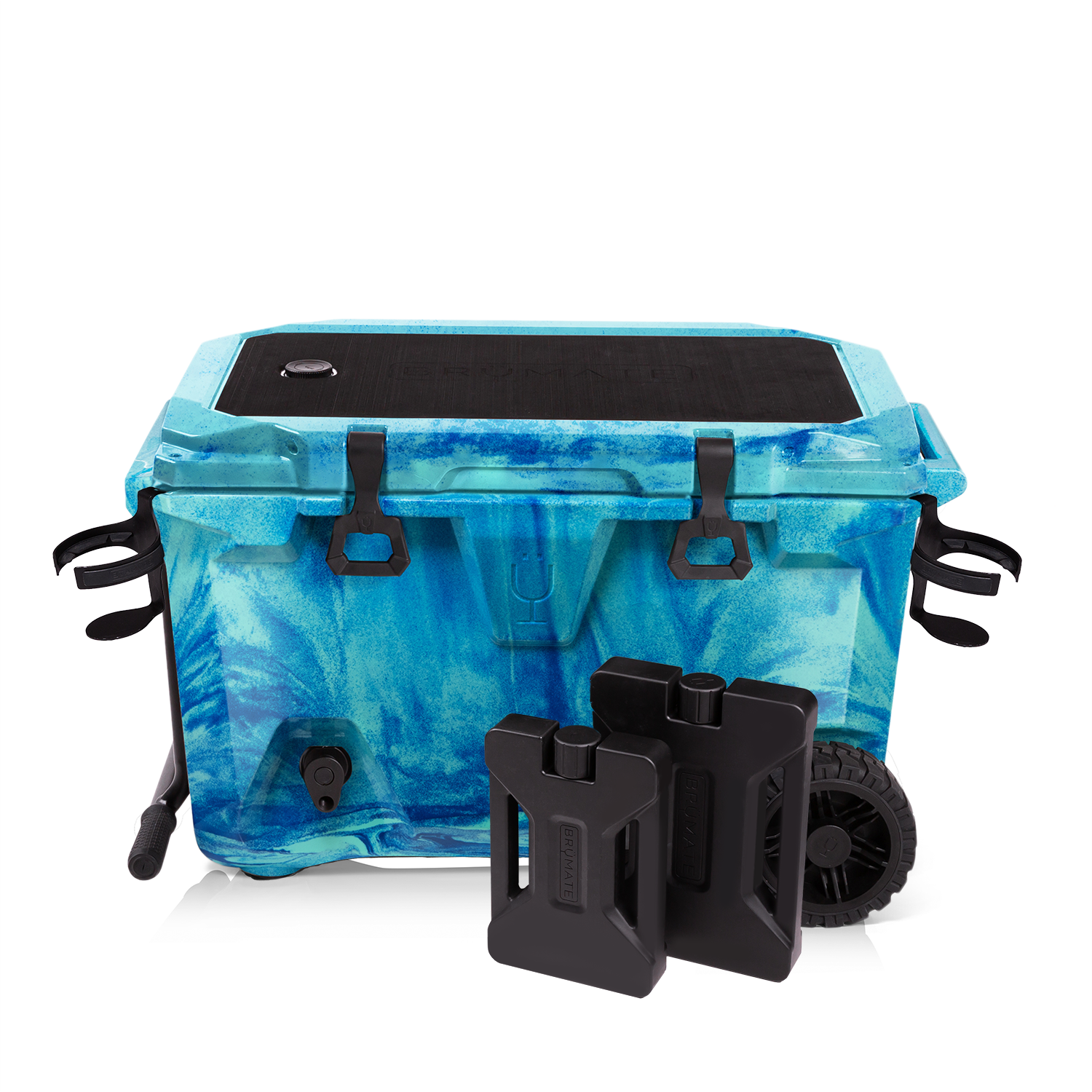 Br Tank 55-Quart Double Drink Holder Cooler Bundle | Ocean Swirl